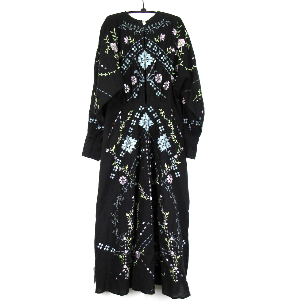 ASOS Black Maxi Dress with Pastel Floral Embroidery - Picture 2 of 7